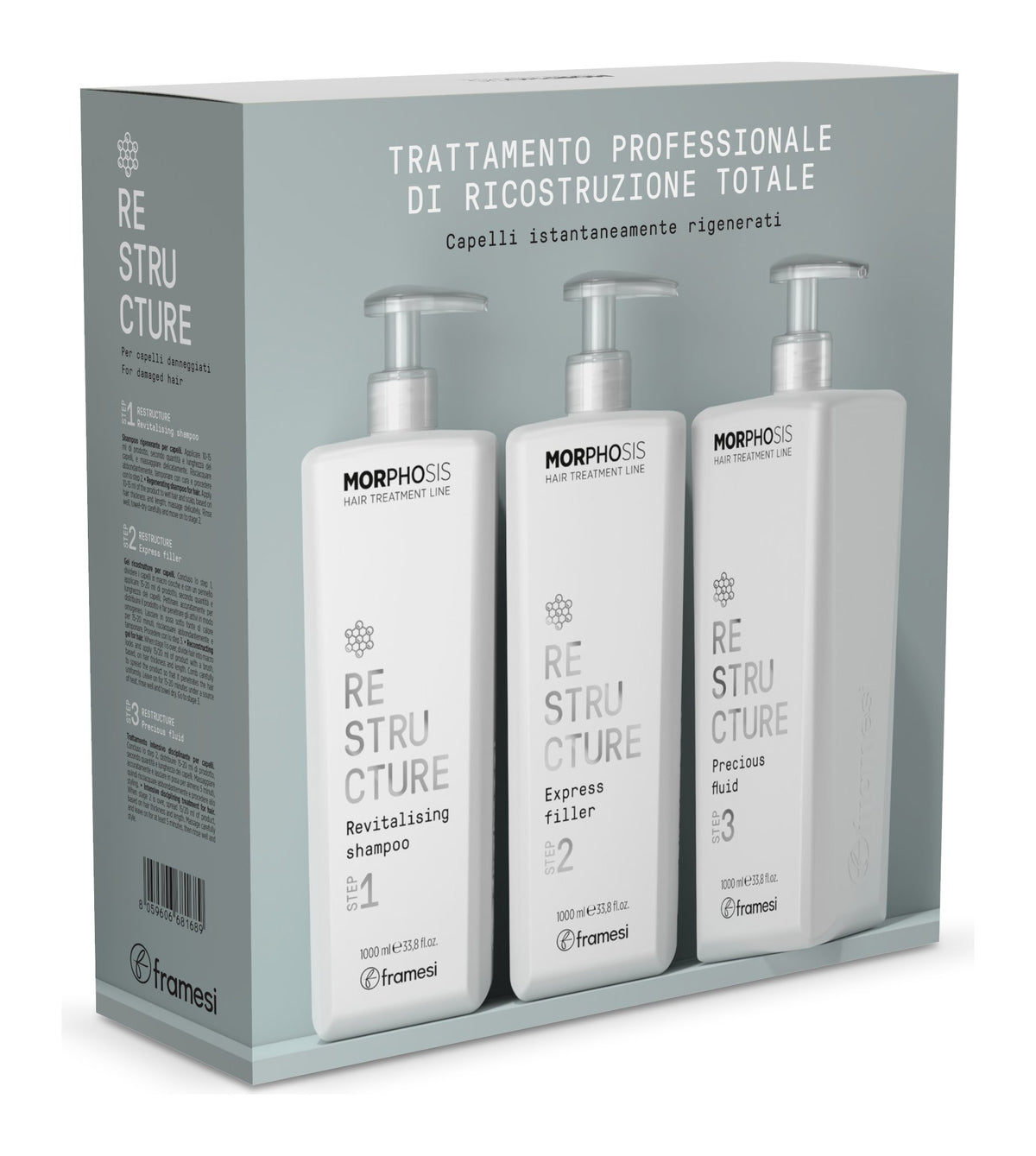 Morphosis Restructure · Kit de cabina 3 pasos de 1 L